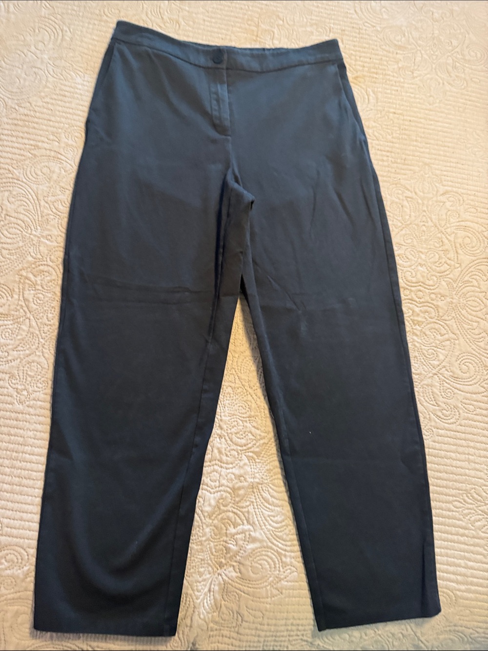 Eileen Fisher Black Straight-Leg Trousers